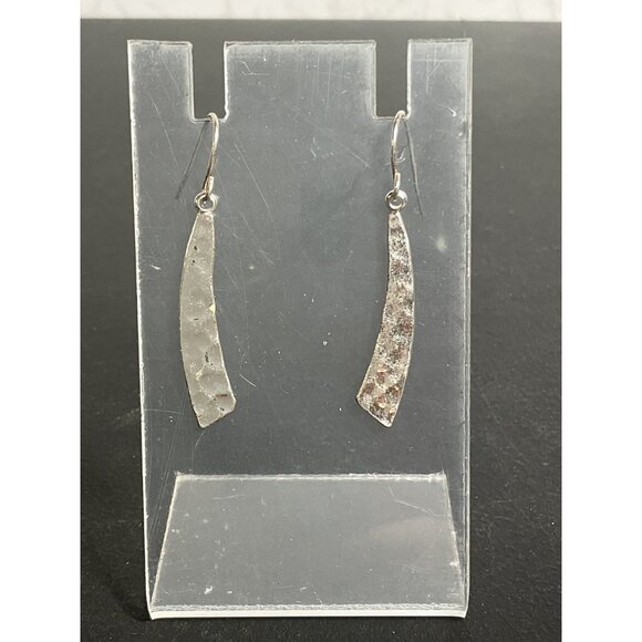 Silver-Toned Dangle Earrings With Abstract Design - Picture 1 of 2